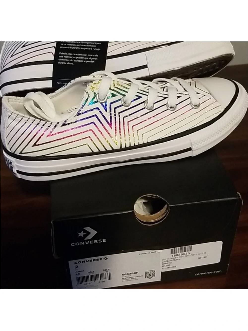 Converse Chuck Taylor All Star Metallic Multicolored Sneakers Junior 2 NWT